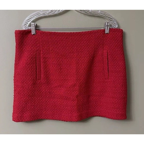 Veronica Beard Roman Tweed Boucle Mini Skirt Nantucket Red Sz 16 Preppy College - Picture 2 of 13